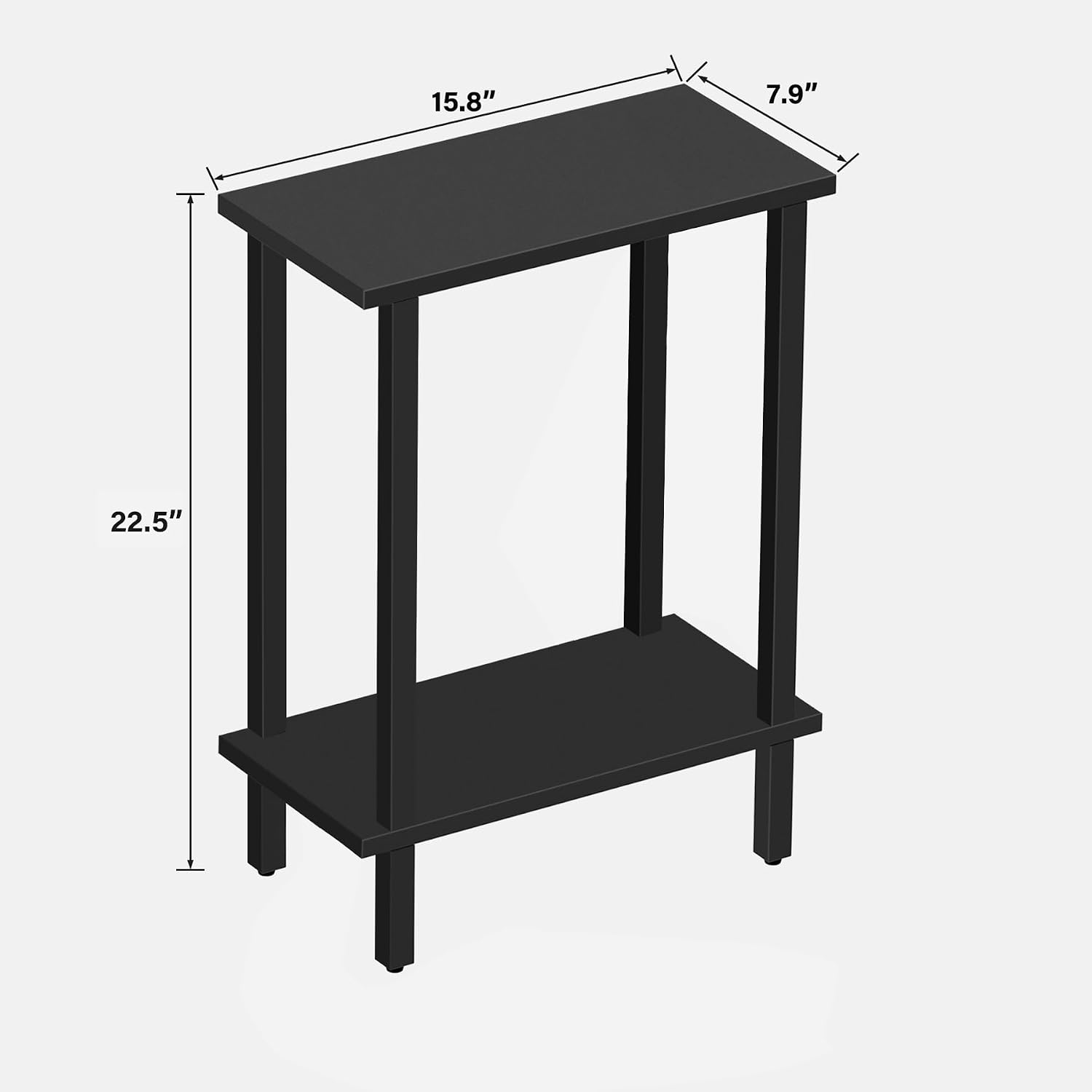 2‑Tier Narrow Side Table Set Black