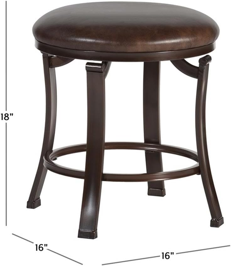 Backless Vanity Stool Antique Brown