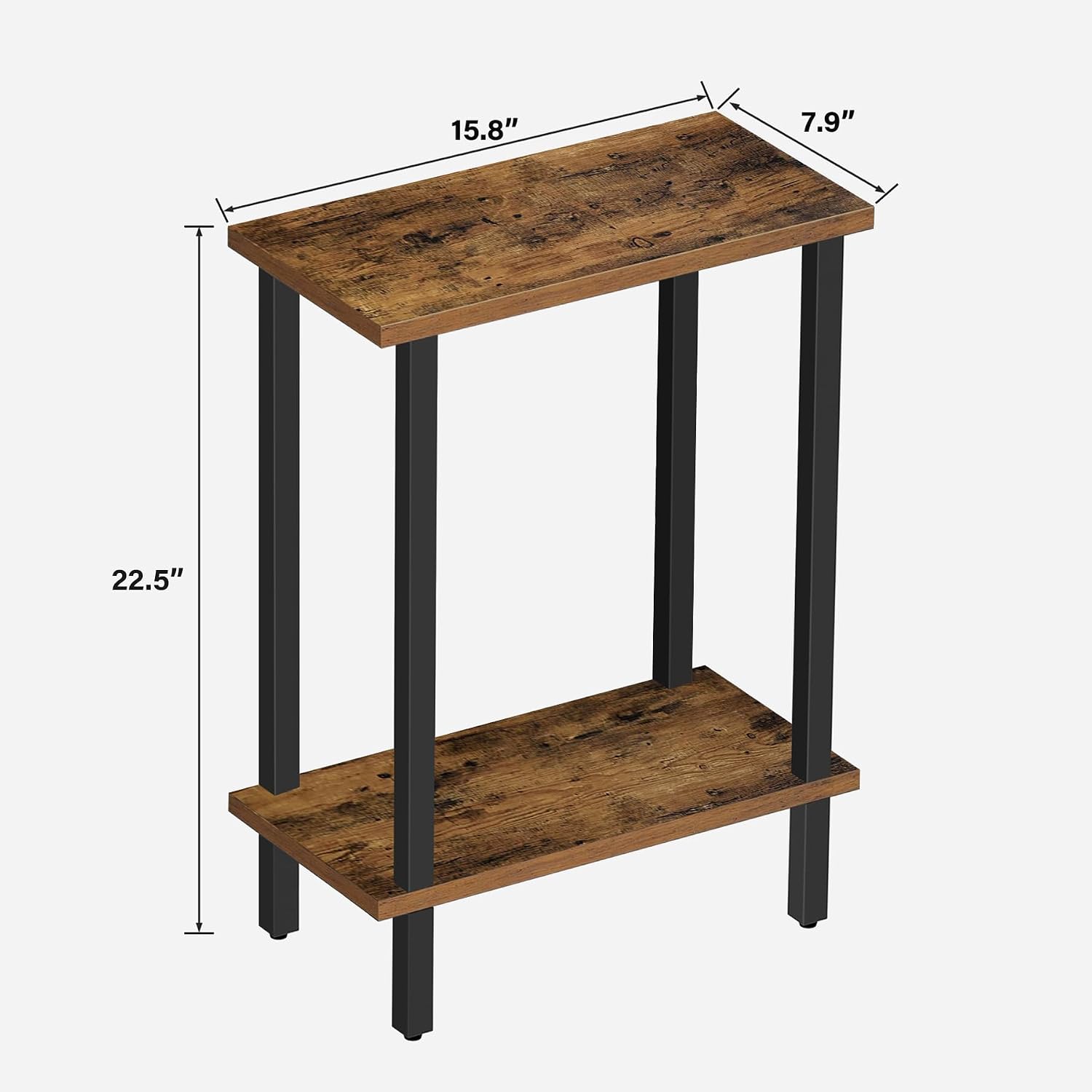 2‑Tier Narrow Side Table Set Brown