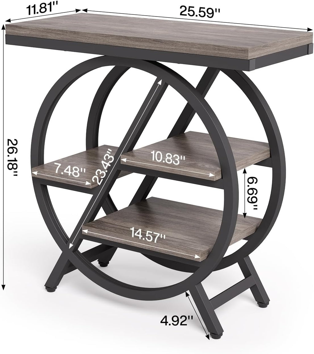 4‑Tier Narrow Side Table Grey