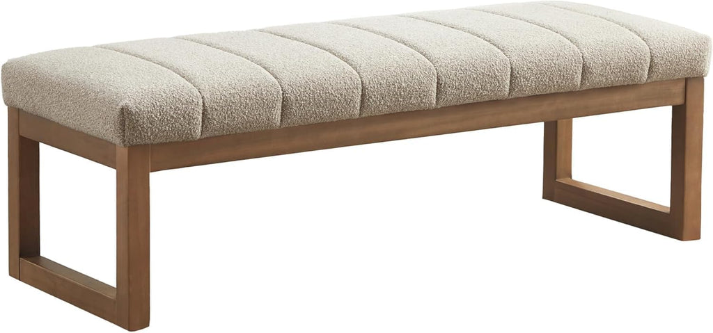 Modern Teddy Fabric Bench Wood Frame Camel