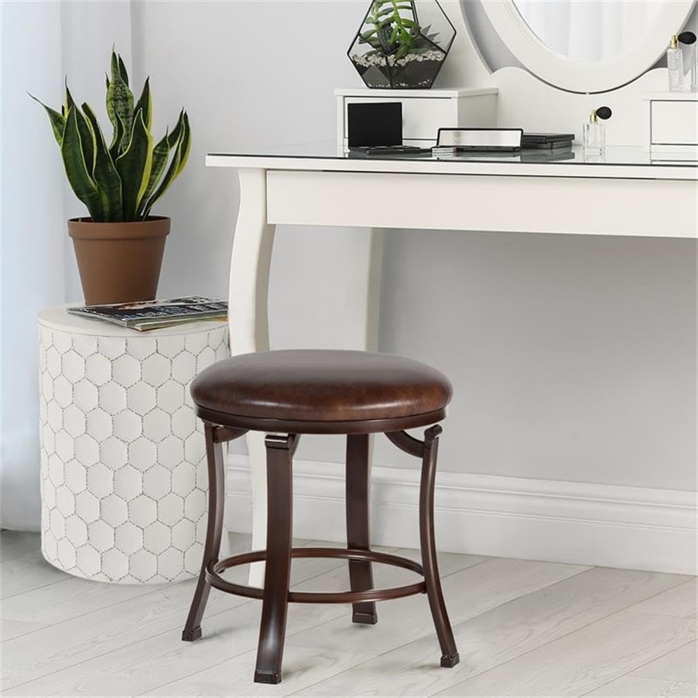Backless Vanity Stool Antique Brown