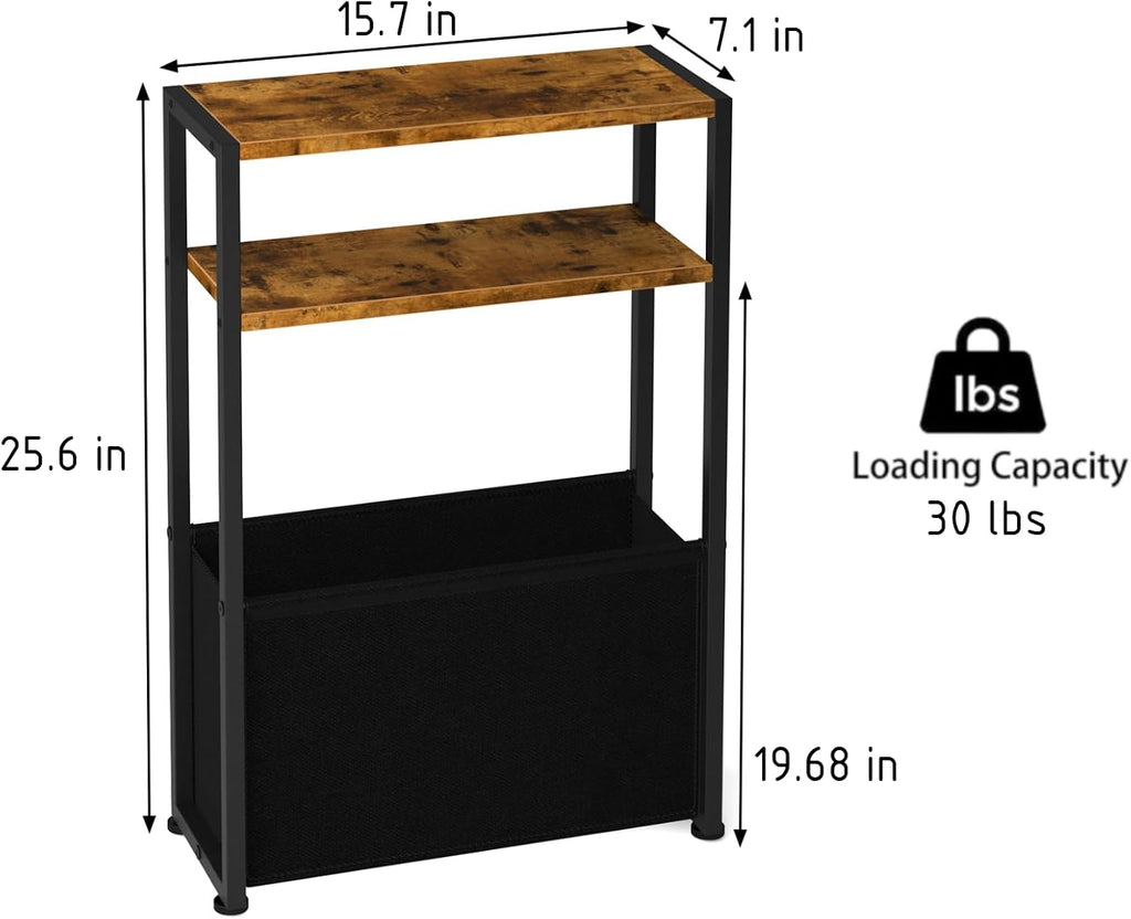 Narrow Side Table Fabric Basket