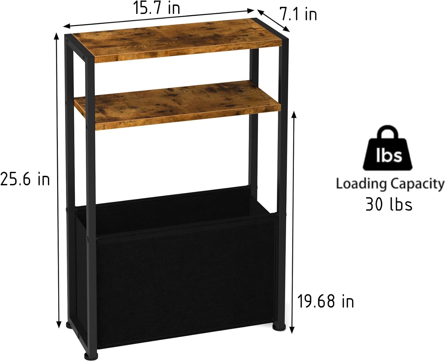 Narrow Side Table Fabric Basket