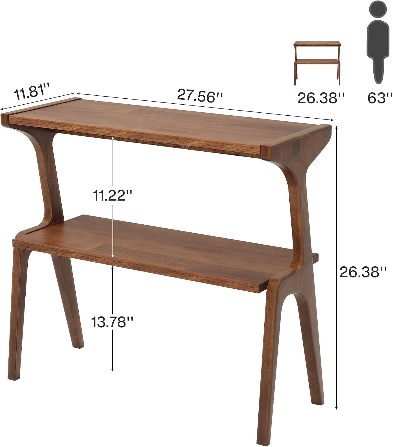 Farmhouse Wood End Table Rustic Brown