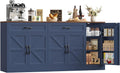71" Farmhouse Blue Sideboard With Storage