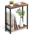 2‑Tier Narrow End Table Rustic Brown Black