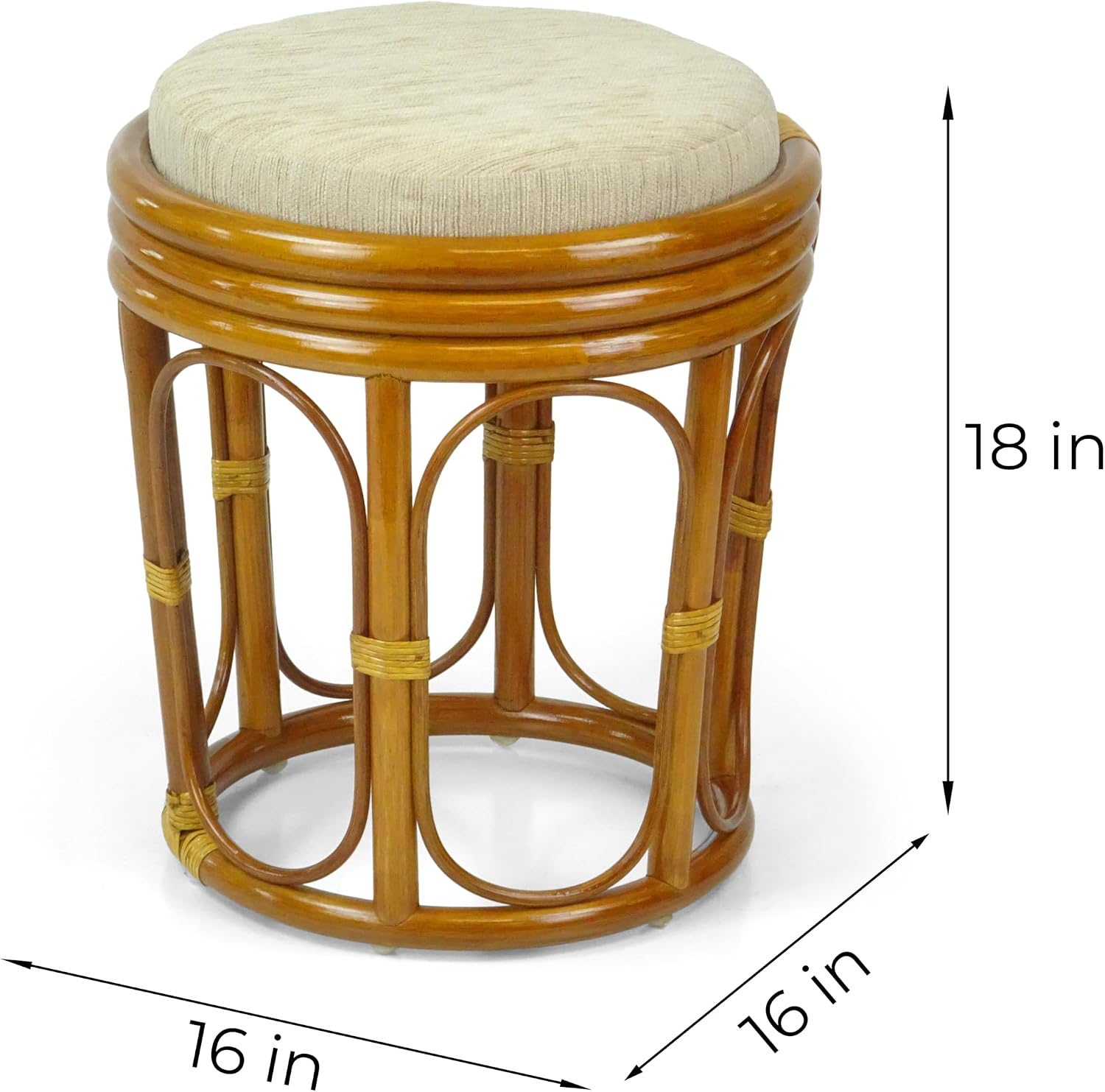 Handmade Rattan Wicker Vanity Stool Colonial