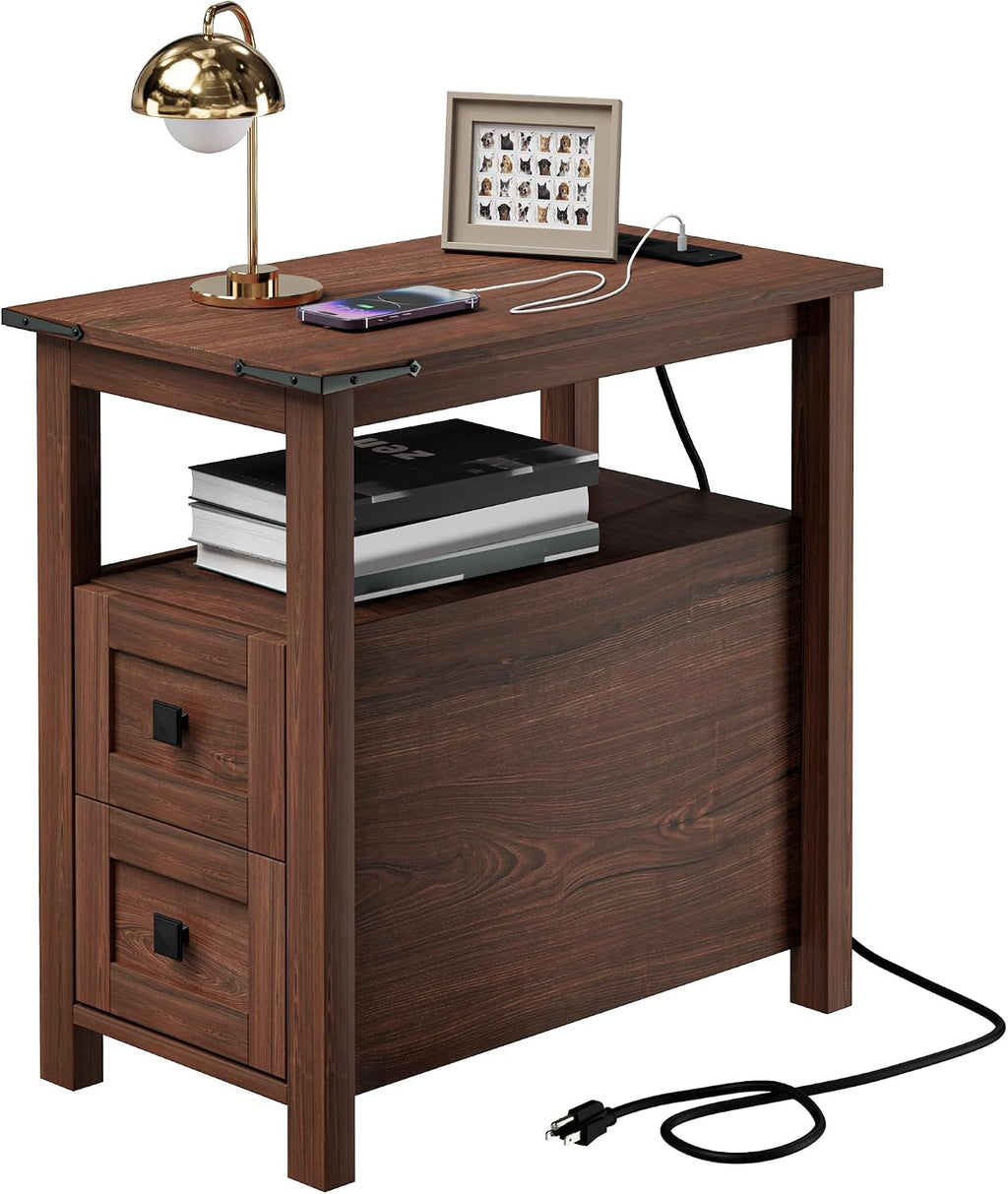 Farmhouse Narrow End Table Cherry Wood