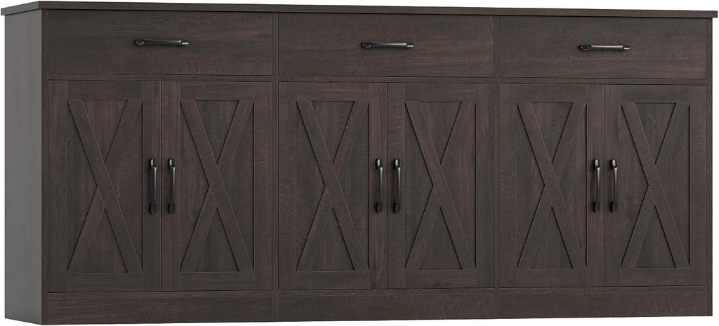 Farmhouse Brown Sideboard With 3 Drawers