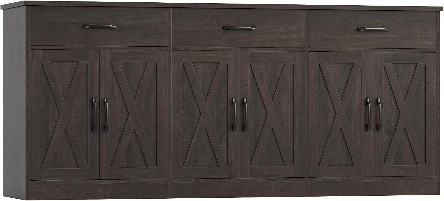 Farmhouse Brown Sideboard With 3 Drawers
