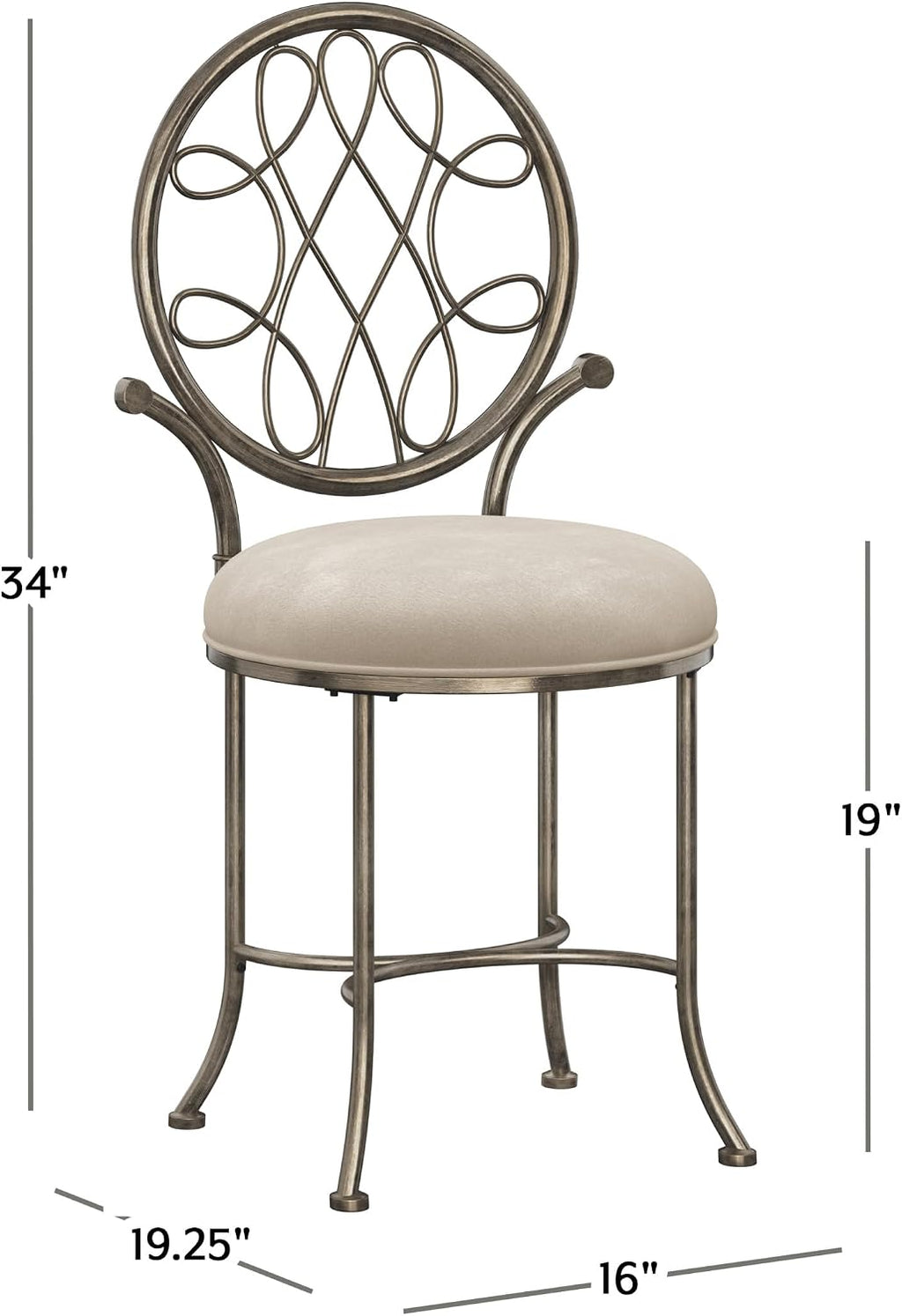 Metal Vanity Stool Antique Brass