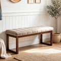 Tufted Chenille Wood Frame Bedroom Bench Camel