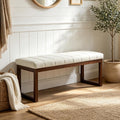Linen Wood Frame Bedroom Bench Cream