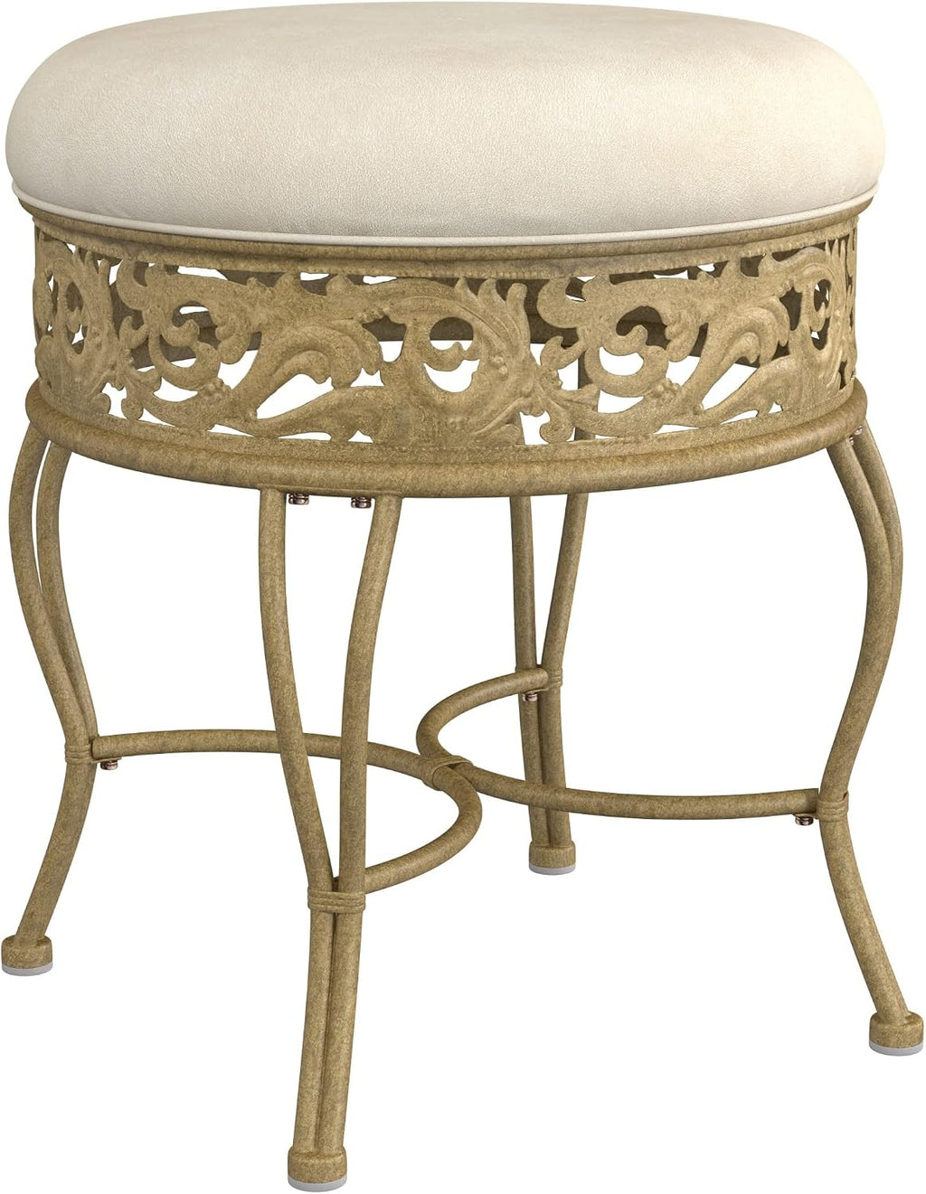 Villa  Metal Backless Vanity Stool Antique Beige