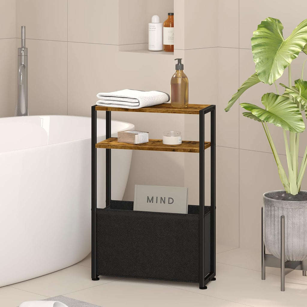 Narrow Side Table Fabric Basket
