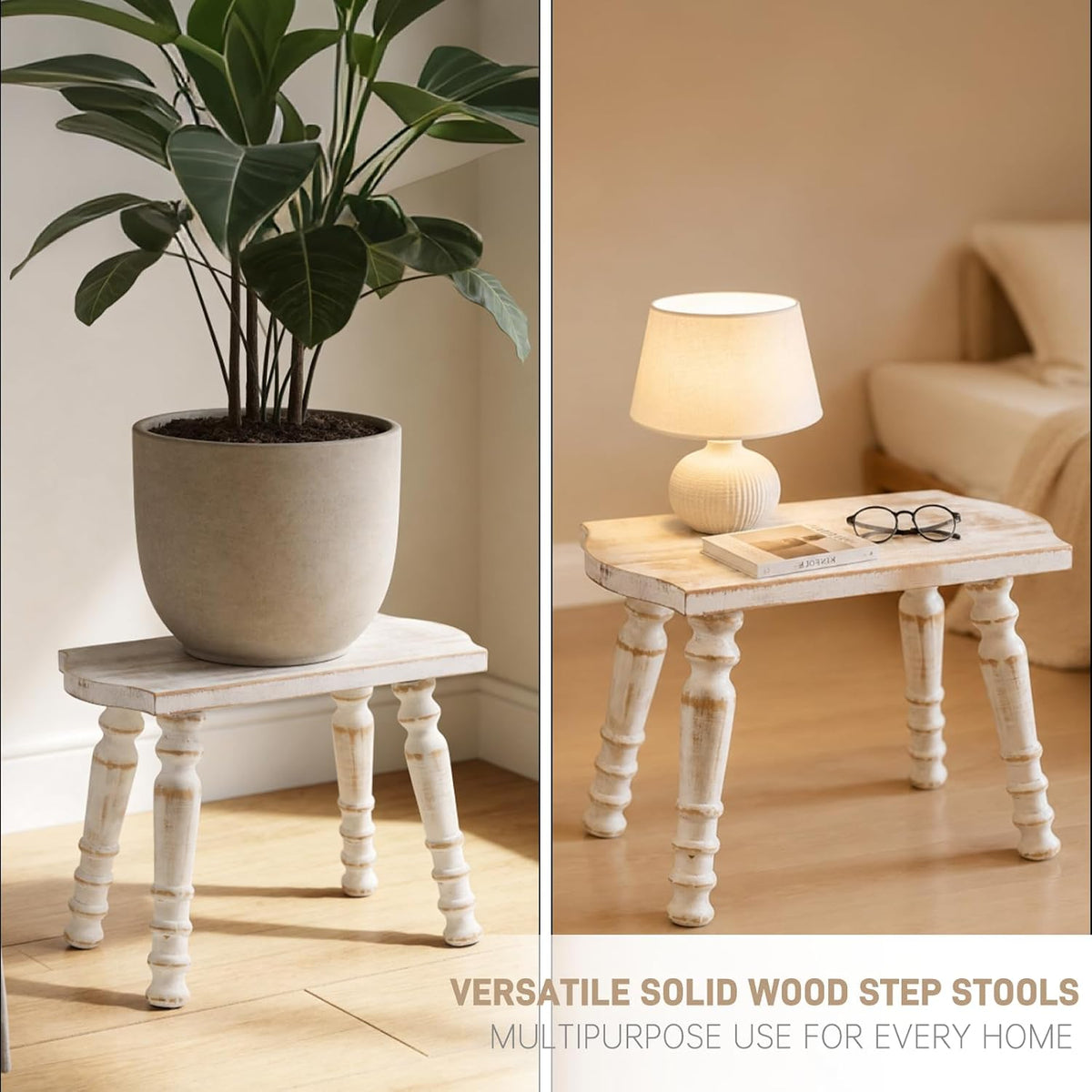 Solid Wood Small Stool 300lb Capacity