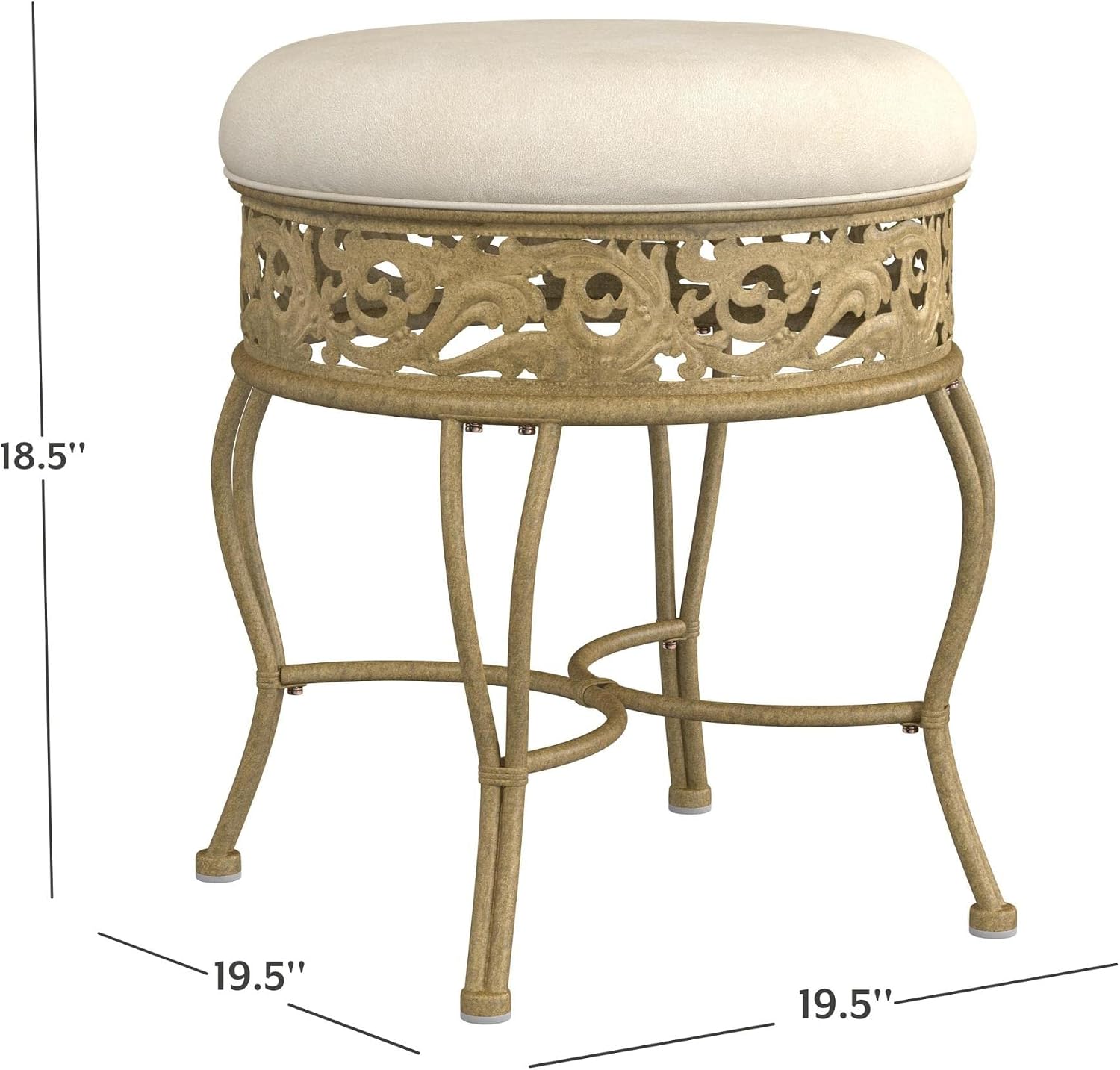 Villa  Metal Backless Vanity Stool Antique Beige