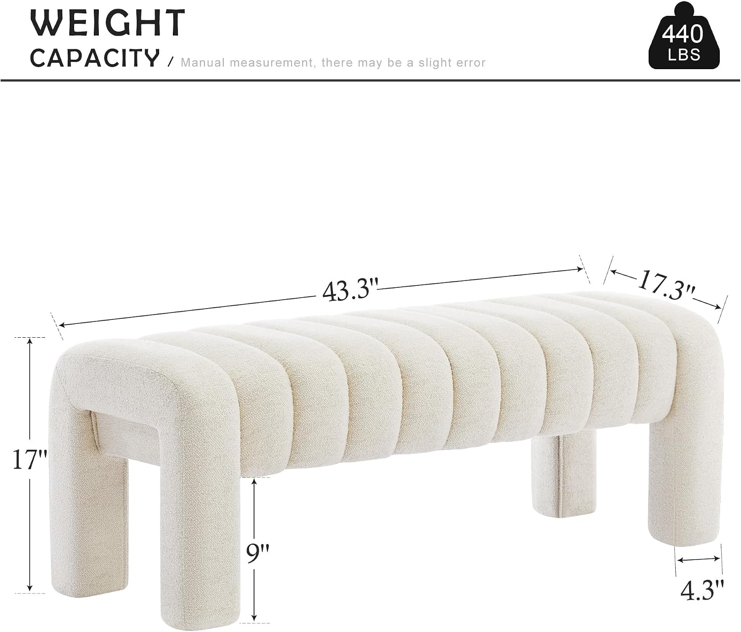 Modern Upholstered Linen Bedroom Bench Wood Legs