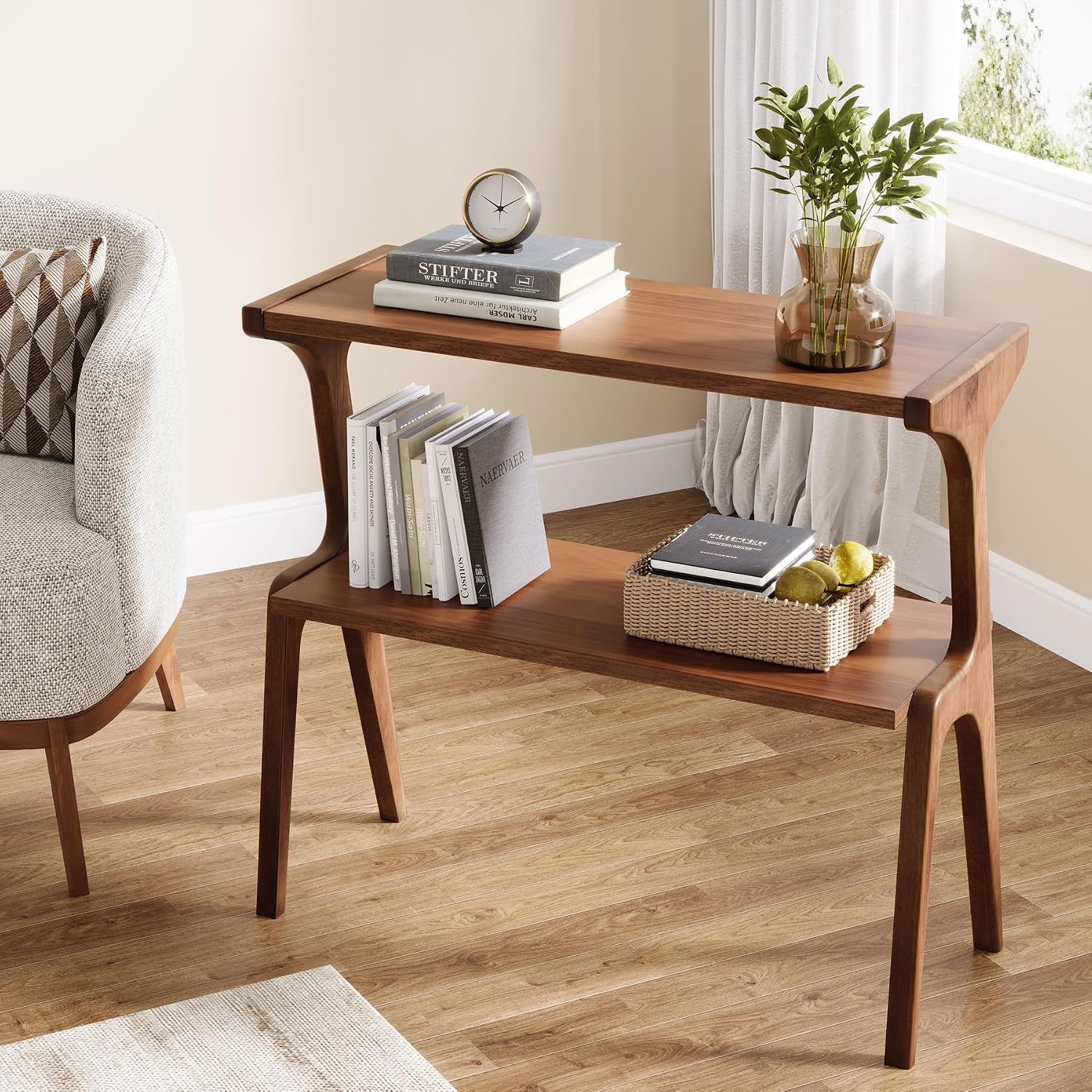 Farmhouse Wood End Table Rustic Brown