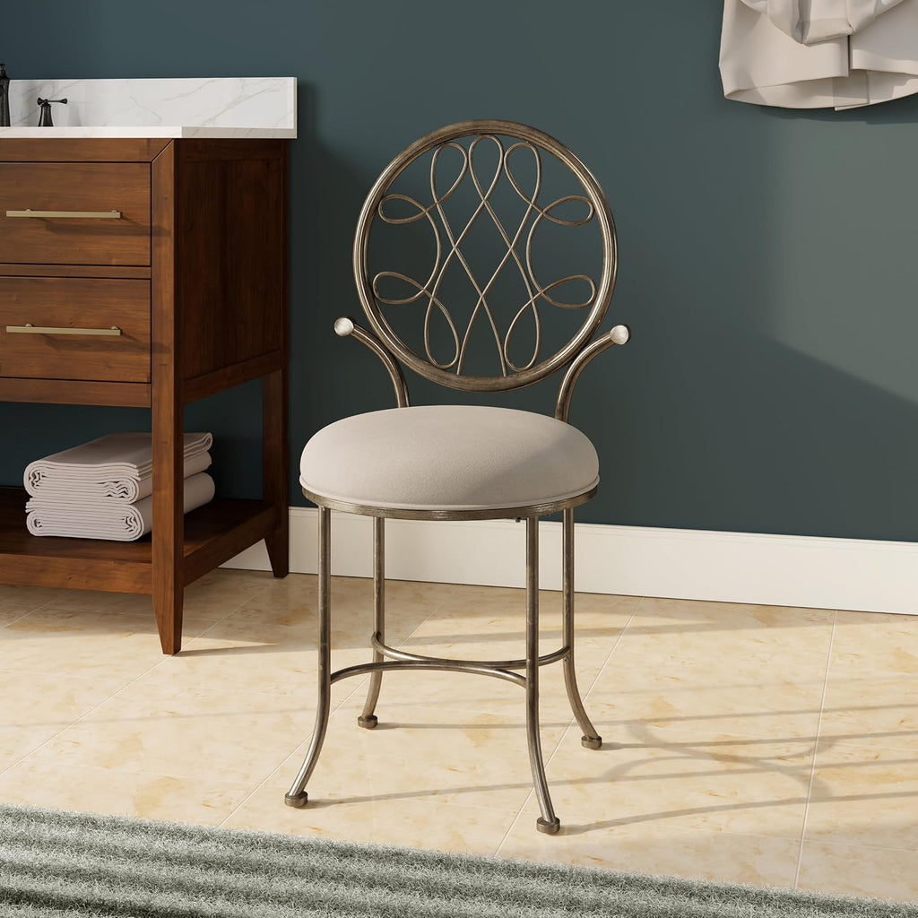 Metal Vanity Stool Antique Brass