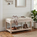 Tufted Wood Storage Bench Beige
