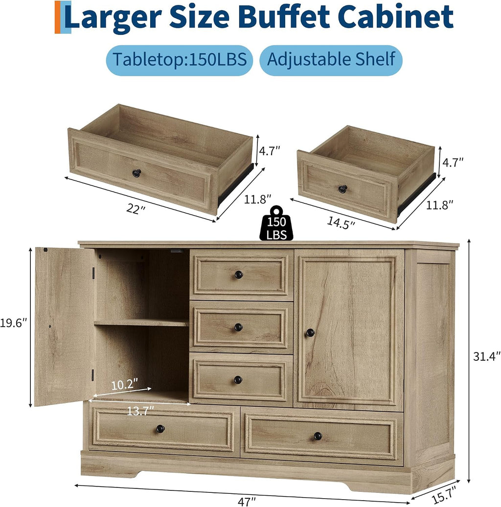 Oak Farmhouse Sideboard Cabinet