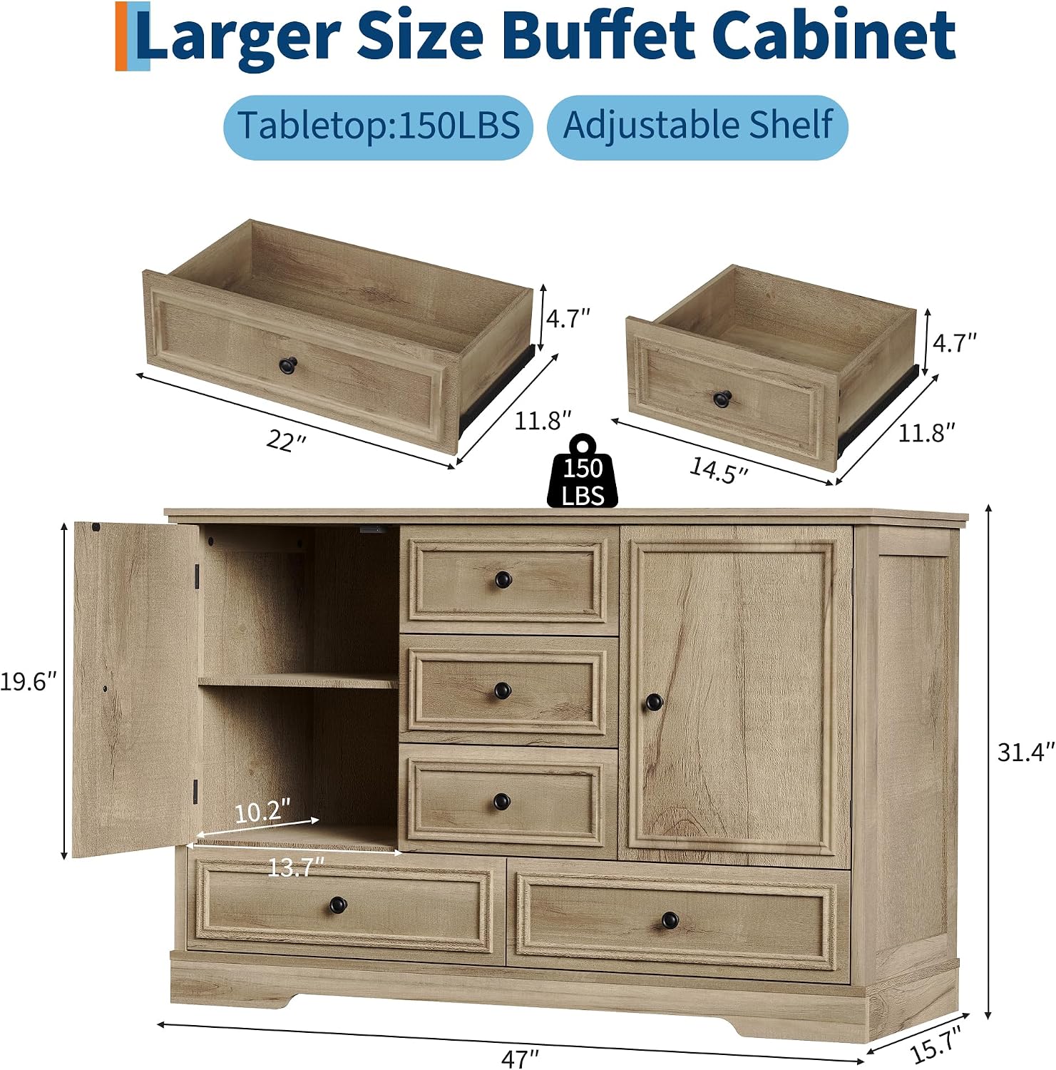 Oak Farmhouse Sideboard Cabinet