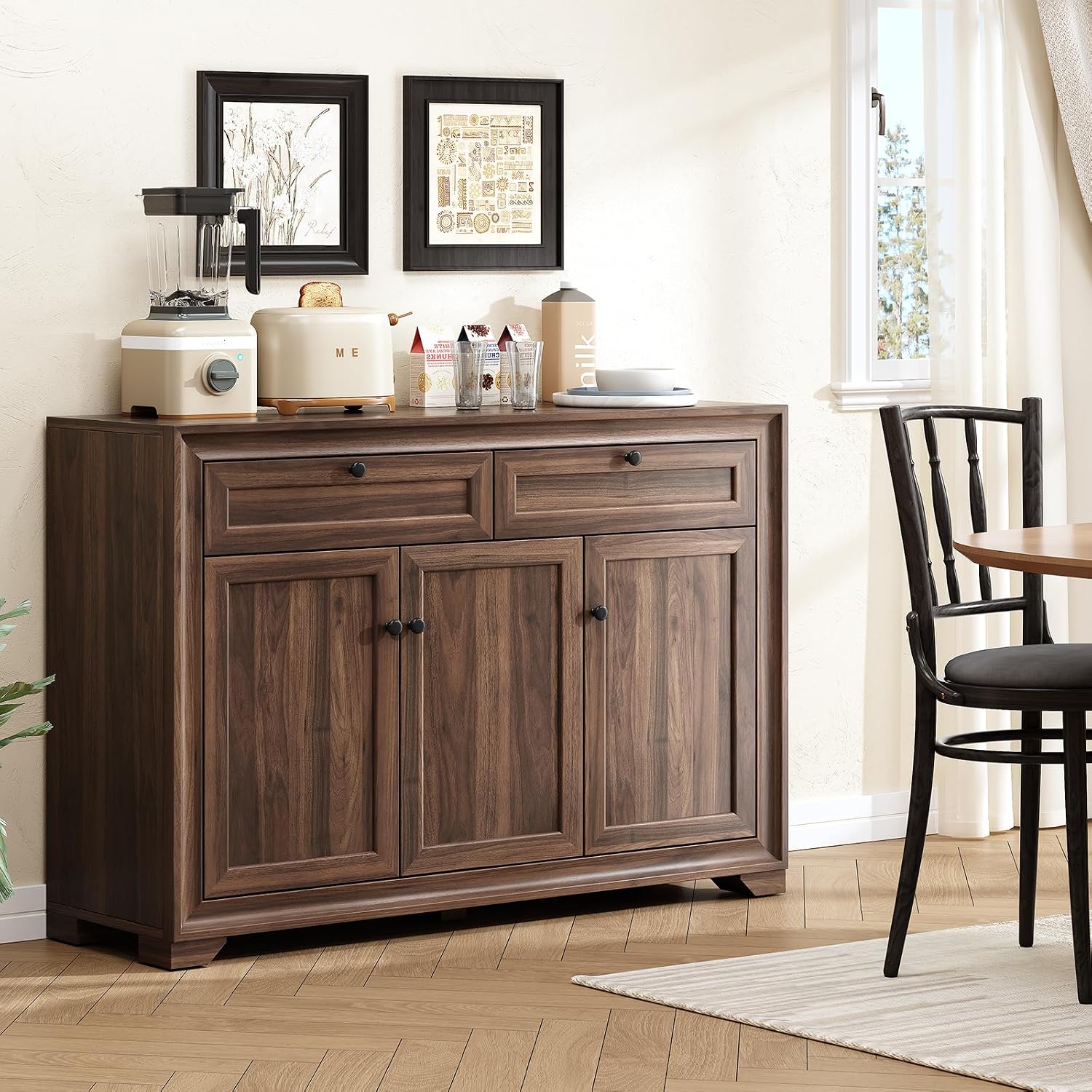 Farmhouse Brown Sideboard Cabinet With Storage