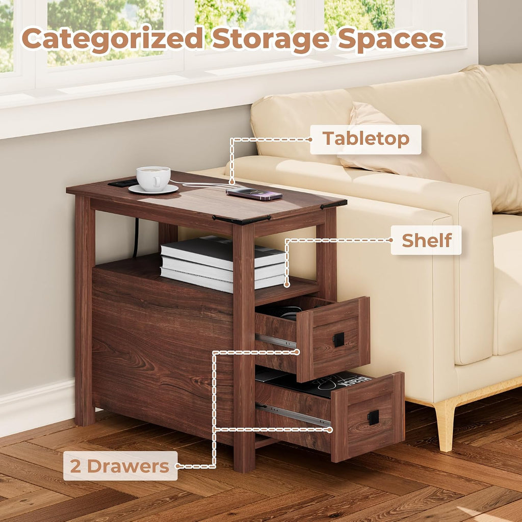 Farmhouse Narrow End Table Cherry Wood