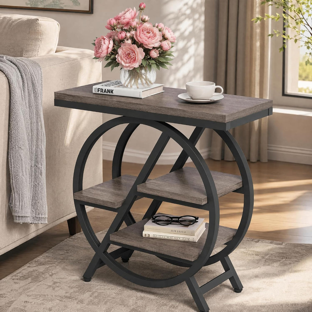 4‑Tier Narrow Side Table Grey