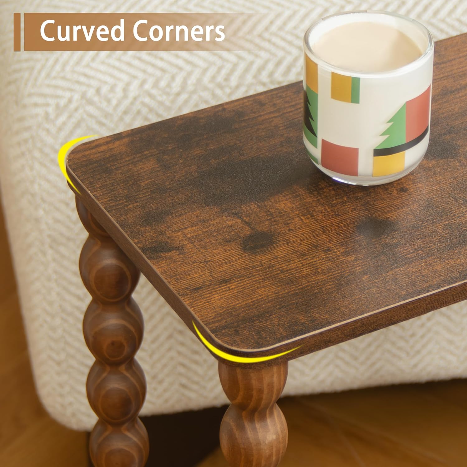 Narrow Wood End Table Rustic Brown