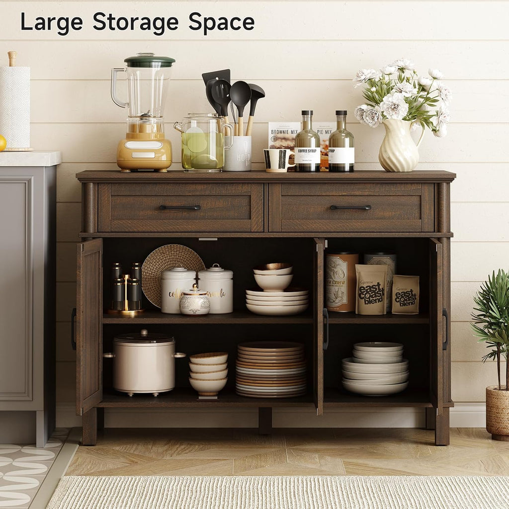 48" Farmhouse Brown Buffet Cabinet With Storage