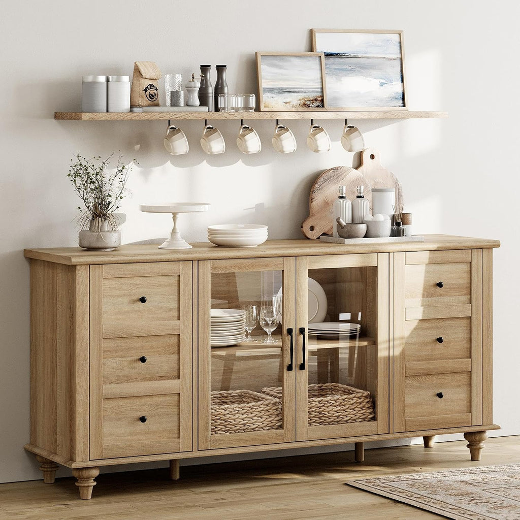 Farmhouse Oak Sideboard With Glass Door