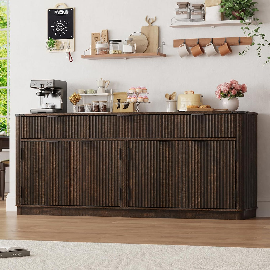 70" Fluted Farmhouse Sideboard Rustic Brown