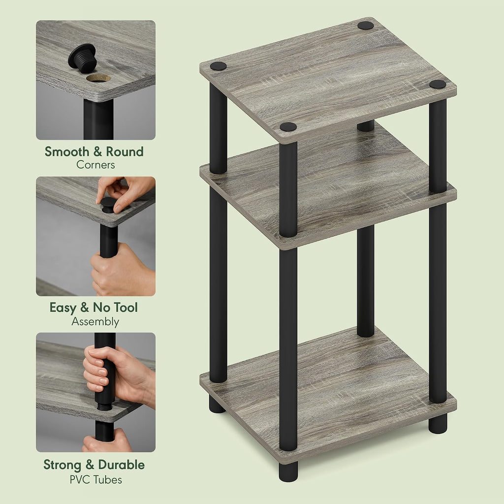 3‑Tier Side Table French Oak Soft‑Corner