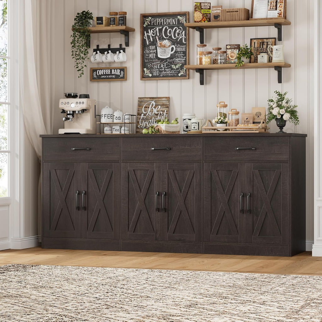 Farmhouse Brown Sideboard With 3 Drawers
