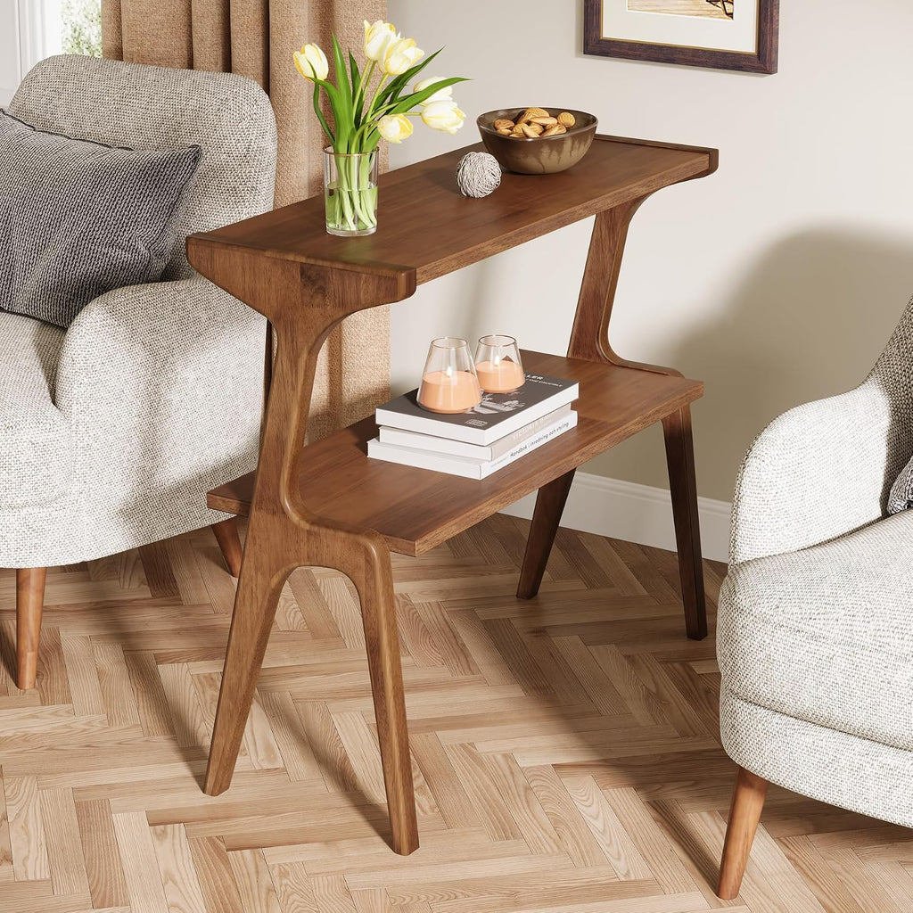 Farmhouse Wood End Table Rustic Brown