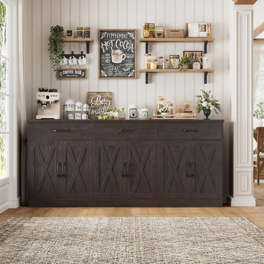 Farmhouse Brown Sideboard With 3 Drawers