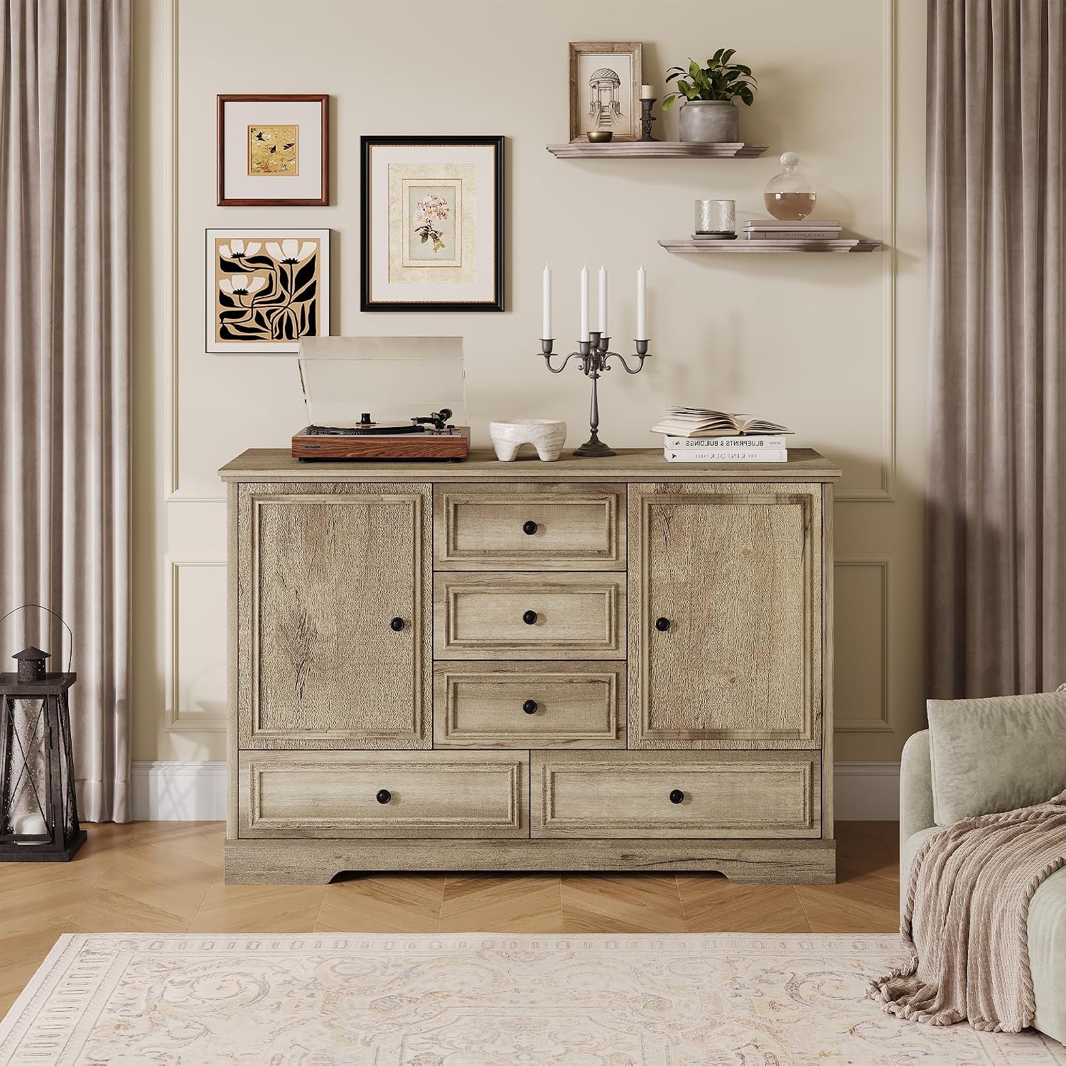 Oak Farmhouse Sideboard Cabinet