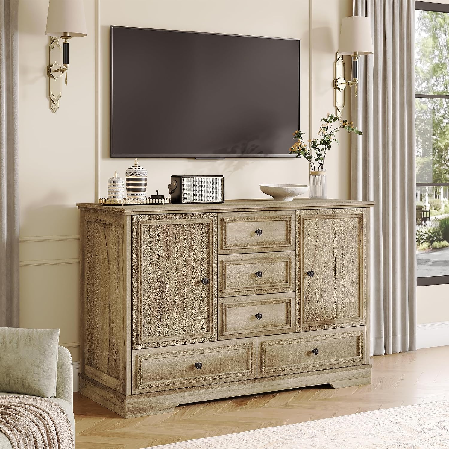 Oak Farmhouse Sideboard Cabinet