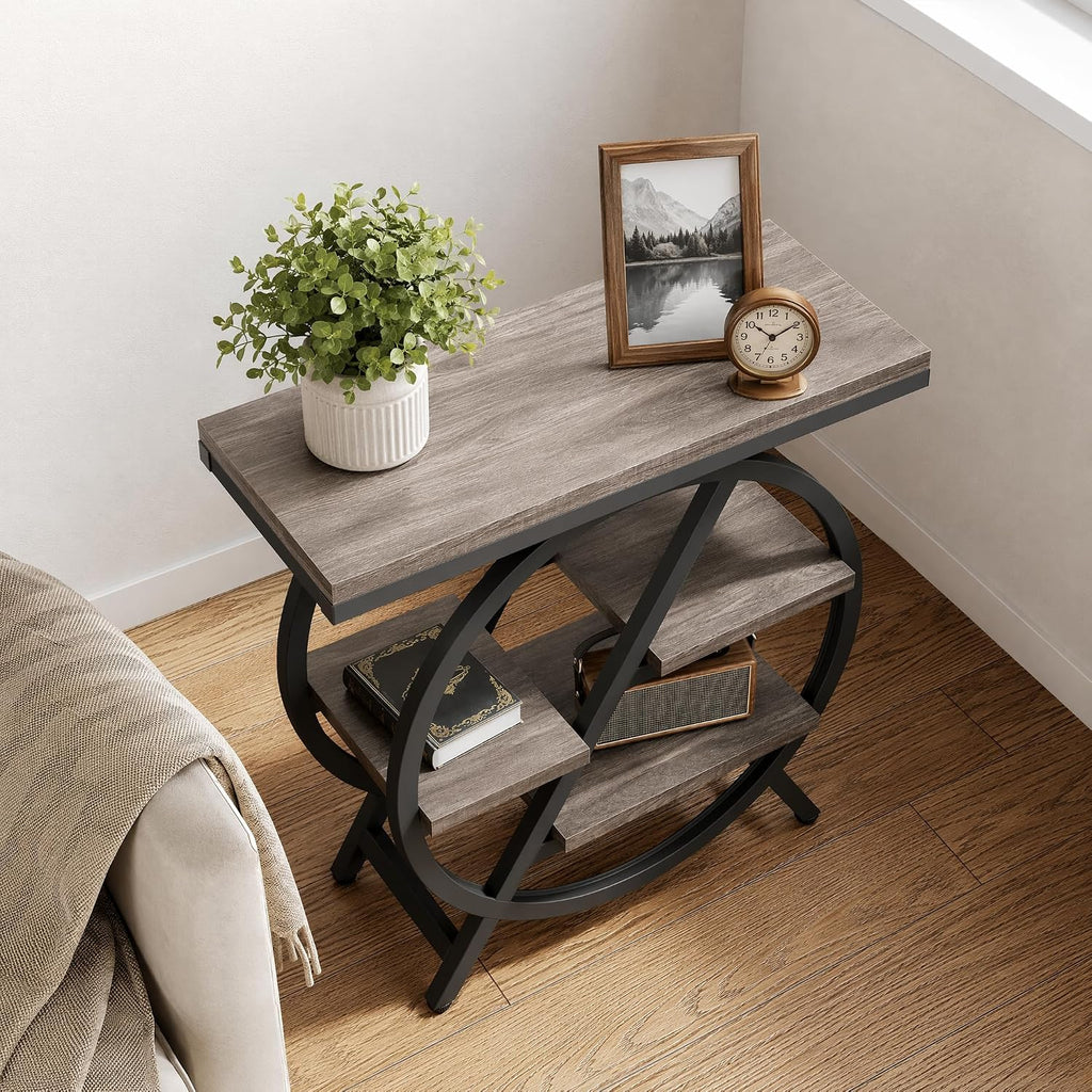 4‑Tier Narrow Side Table Grey