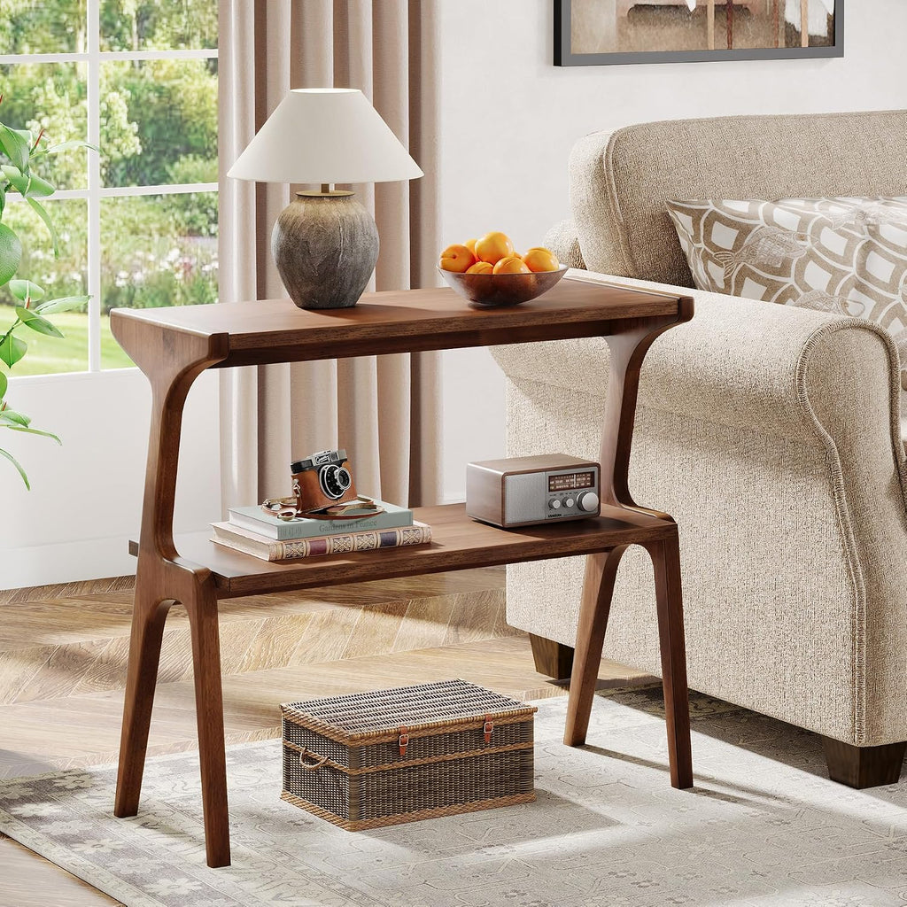 Farmhouse Wood End Table Rustic Brown