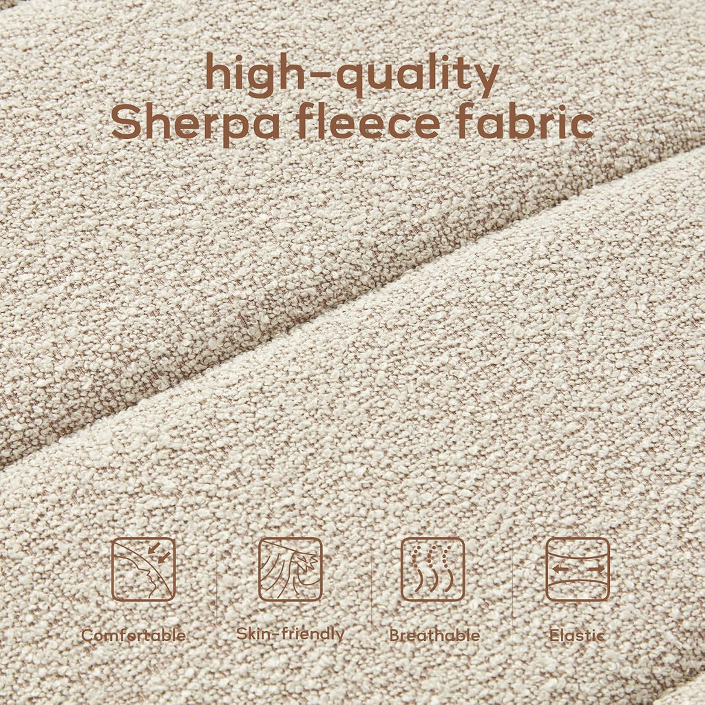 Modern Teddy Fabric Bench Wood Frame Camel