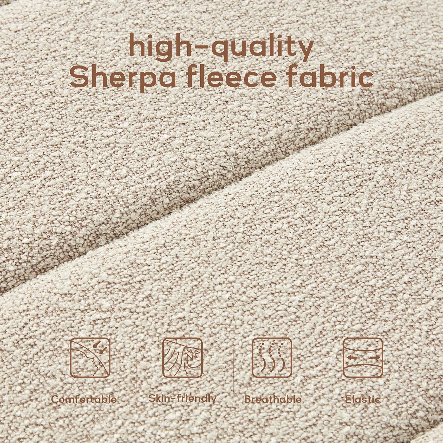 Modern Teddy Fabric Bench Wood Frame Camel