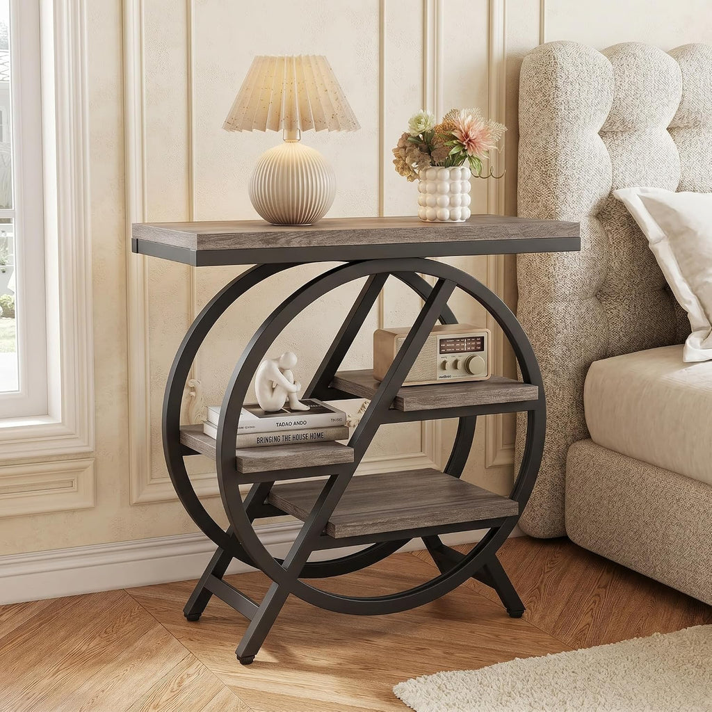 4‑Tier Narrow Side Table Grey